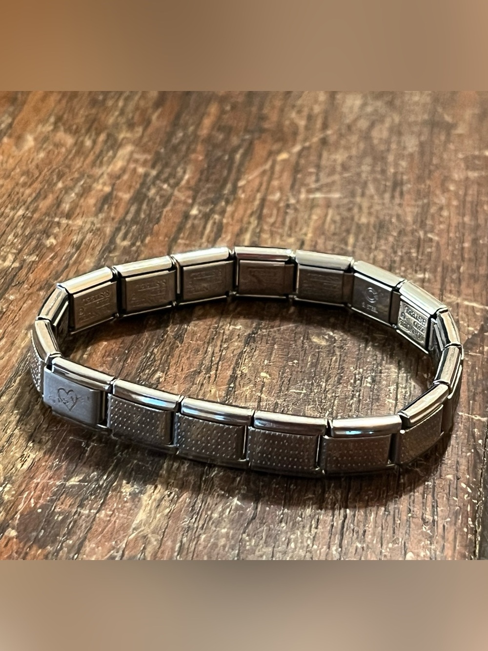 Vintage Manuel Zed Signed 9mm Italian Charm Bracelet - Modular Stainless Steel